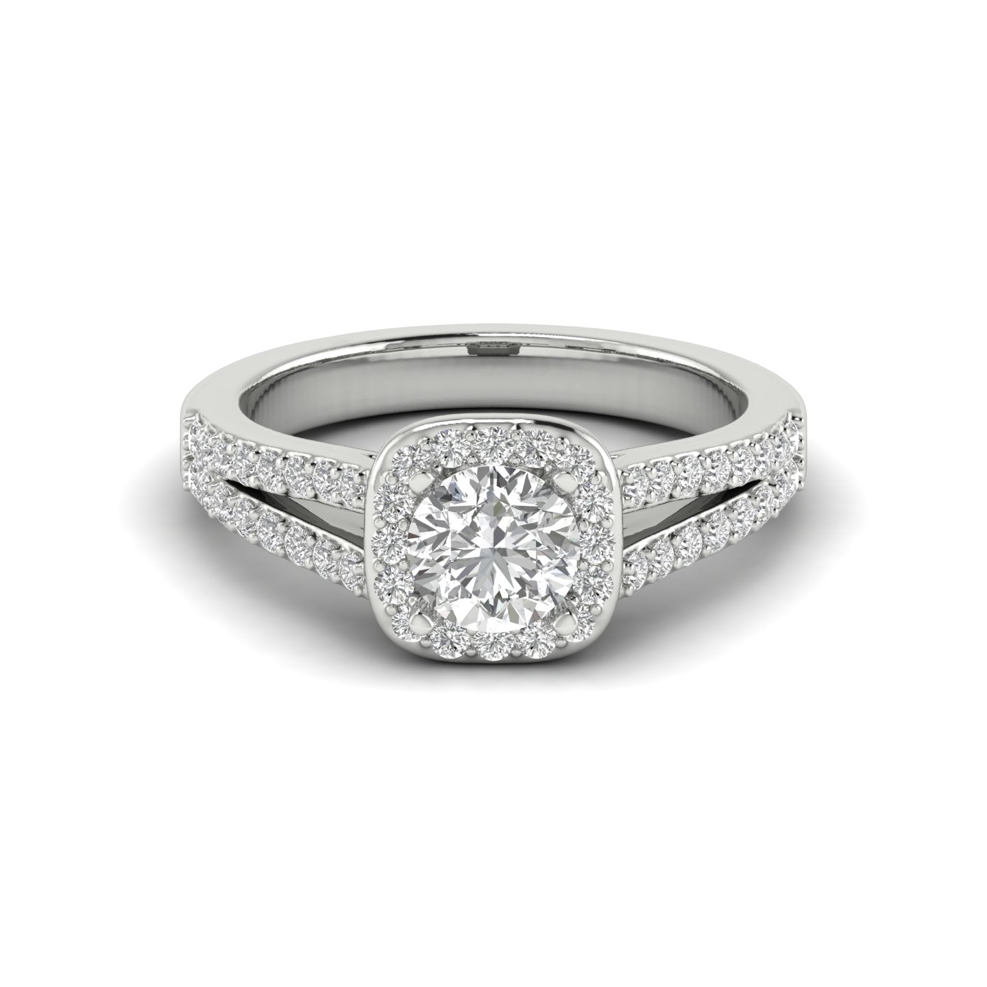 White Gold Studded 2.176 Carat Lab Grown Diamond Ring-E Color VS1 Clarity.